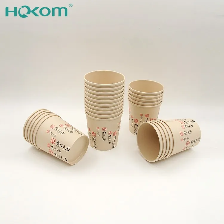 Hokom PE Coated Bamboo Fiber Paper Soup Cup Customized Bowl Soup Container With Lid High Quality Bamboo Fiber Paper Cups